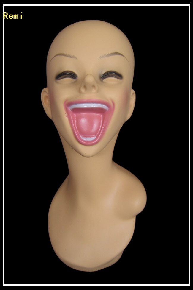 Realistiskt plast skrattande kvinnlig skyltdocka docka dummy huvud för hatt & smycken display