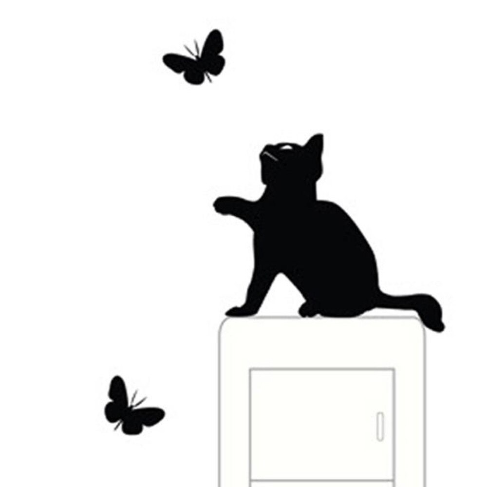 Cartoon Black kitty Switch Sticker Room Window Wall Decorating Switch Vinyl Decal Sticker Decor Cartoon diy wall stickers