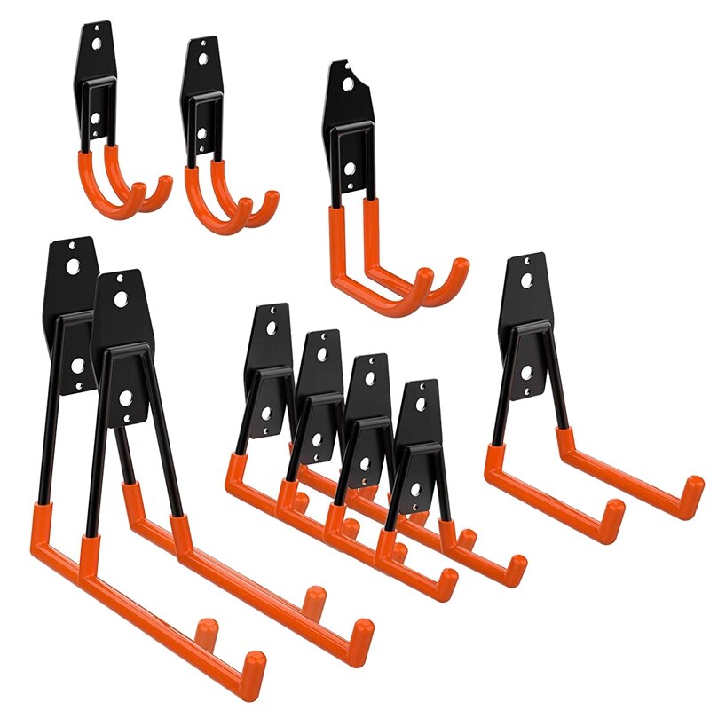 10 Pack Garage Storage Utility Double Hooks, for Organizing Power Tools,Ladders,Bulk Items: Default Title