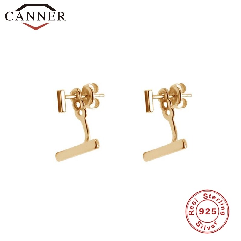 Tendencia Punk Rock gótico esqueleto cráneos y cabezas, pendientes de tuerca para mujer 925, pendientes tipo botón de plata fina, pendientes geométricos: style-3 gold