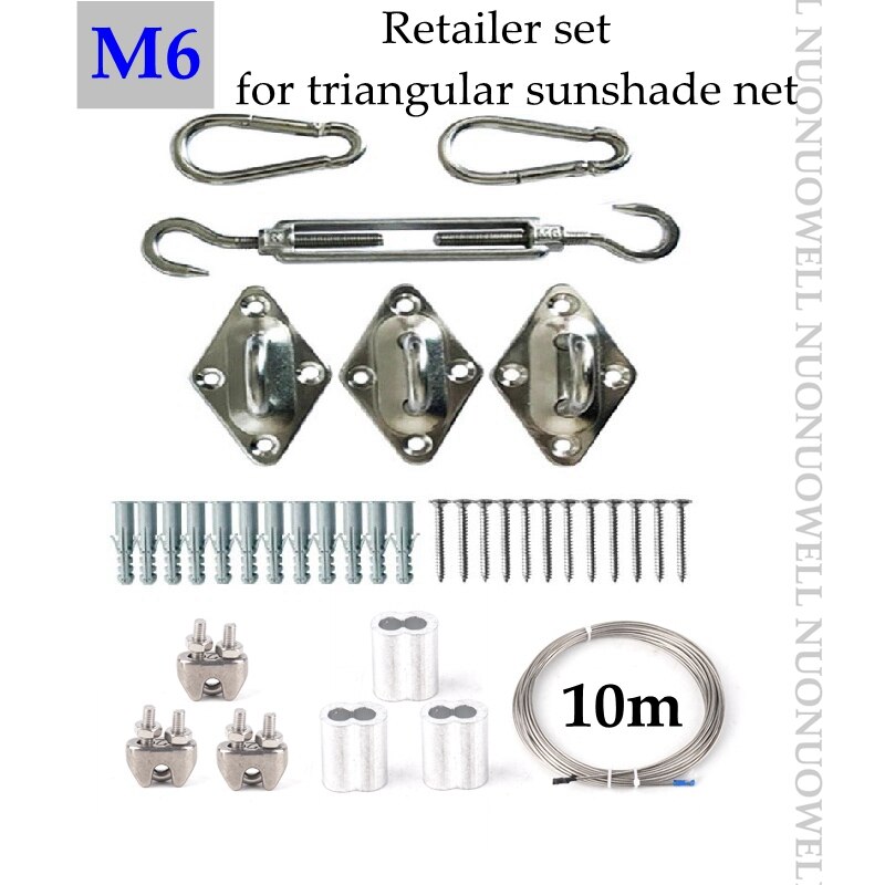 M6 M8 Stainless Steel Awning Fixing Accessories Diamond Door Buckle Spring Triangles and quadrangles Fixing Tents Sunshade Nets: Set2 triangle M6