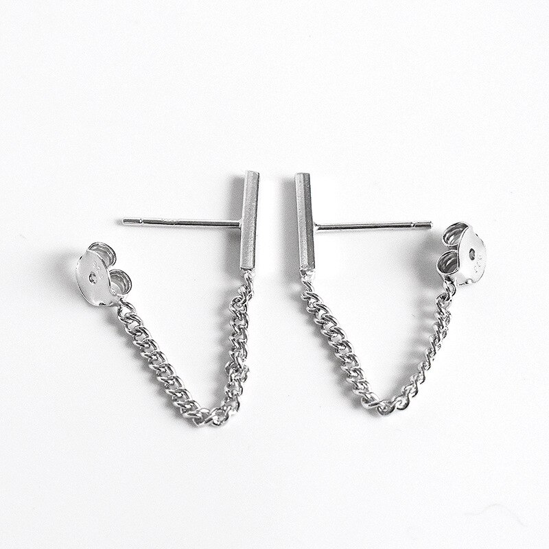 La Monada Geometrische Chain Stud Oorbellen Voor Vrouwen Zilver 925 Minimalistische Fijne Vrouwen Oorbellen In Sieraden Stud Oorbellen 925 Zilver