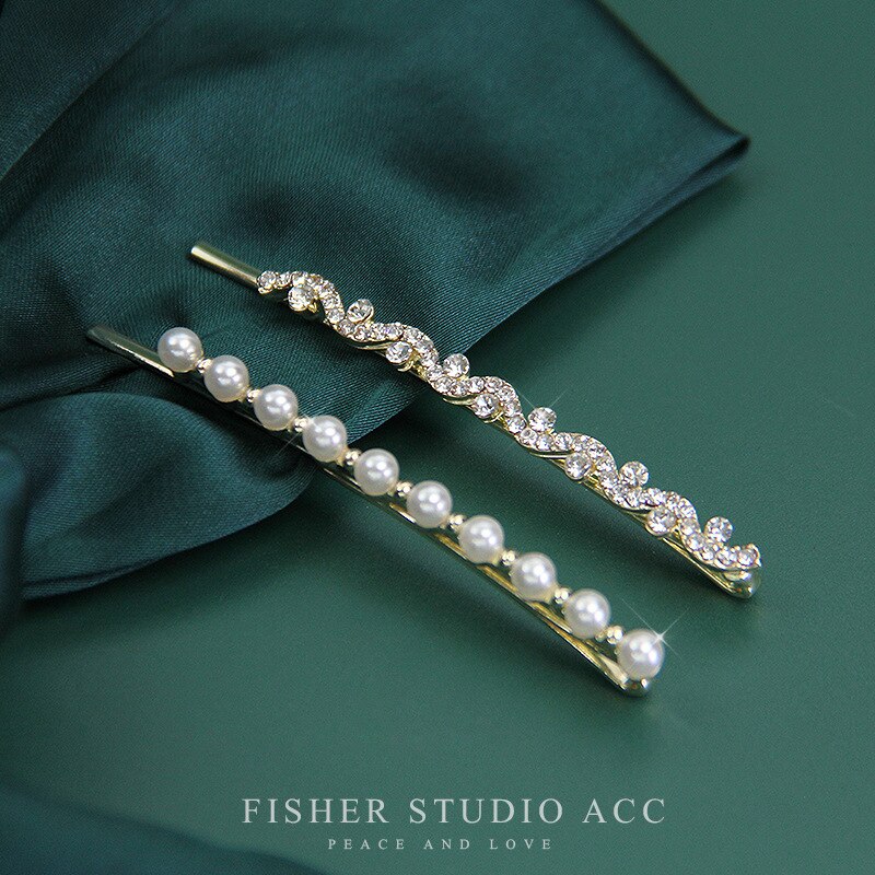 exquisit elegante Perle Strass Haarnadeln Frauen Mädchen Haarspangen Stifte Haarspangen Zubehör Hairgrip Kopfschmuck Kopfbedeckung: Aprikose
