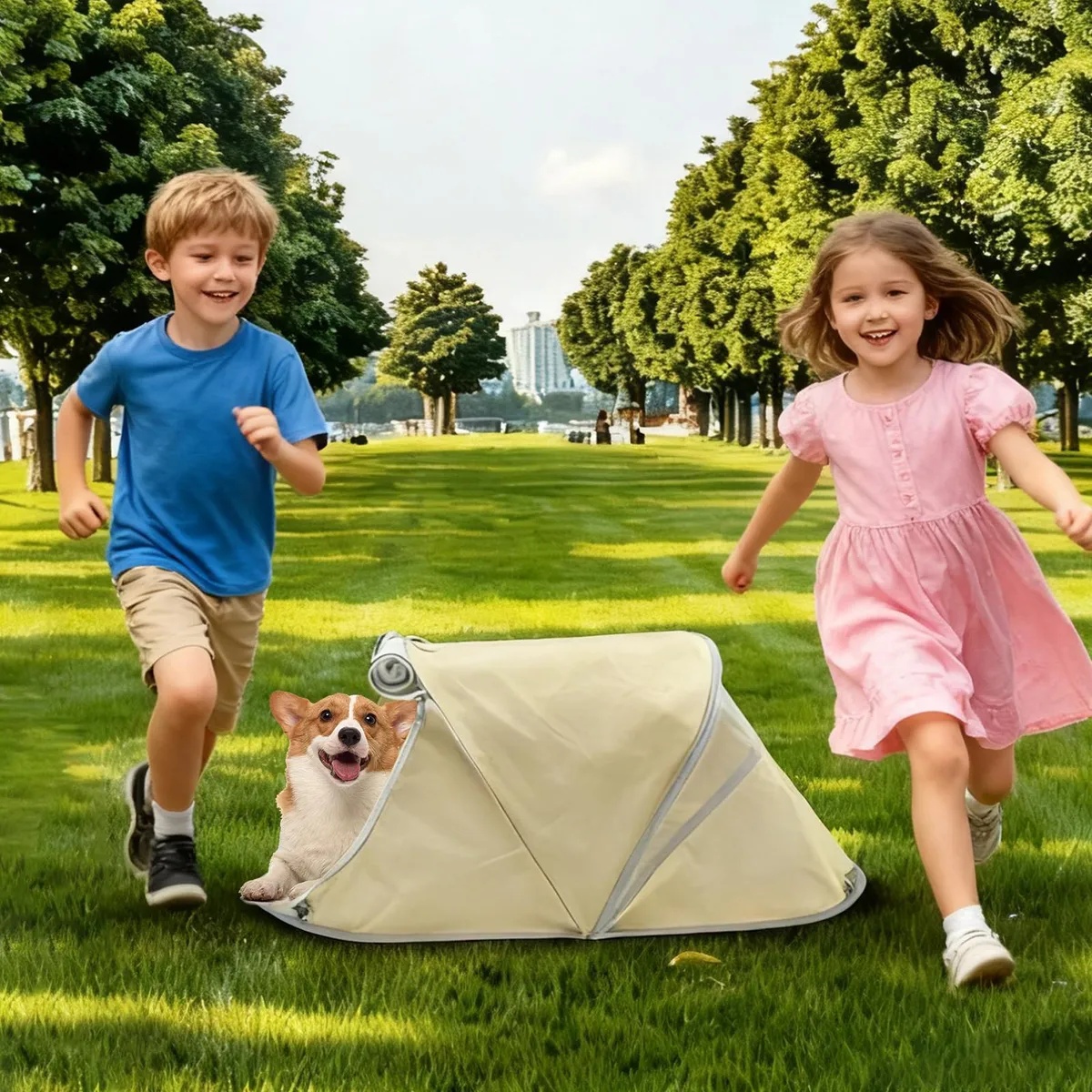 Tienda plegable para mascotas, casa portátil para perros y gatos, perrera ligera para acampar en interiores y exteriores, refugio para mascotas transpirable e impermeable