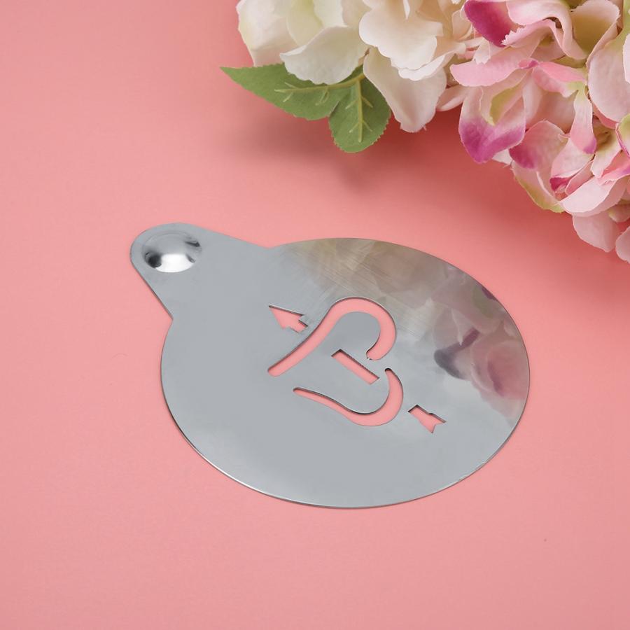 2Pcs Stainless Steel Coffee Decorating Stencils Templates Coffee Making Tools for Home Use Coffee Tools Accessories