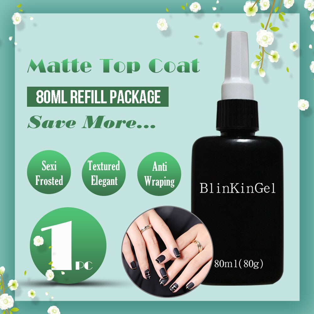 BlinkinGel 1 stks 80 ml Matte Top Coat Set Gel Vernis Peel Off Nagellak in Vorst Nail Kleur Transparant mate Top Jas Clear