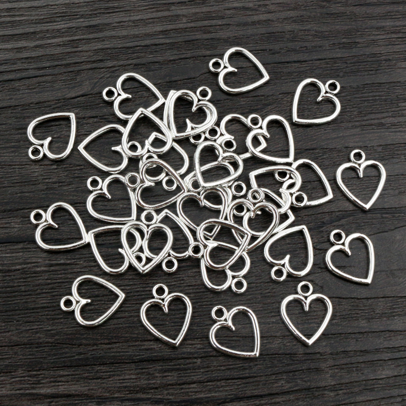 100 piezas imagen Color corazones huecos geometría colgante de aleación de Metal bricolaje collar pulsera pendientes