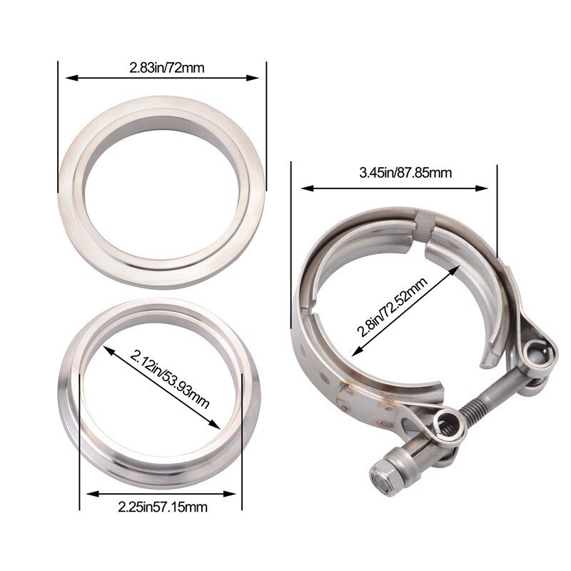 2/2.25/2.5/2.75/3/3.25/3.5/3.75/4 Inch V-Band Clamp Stainless Steel V-Band Flange Kit For Exhaust Pipes Car Exhaust System
