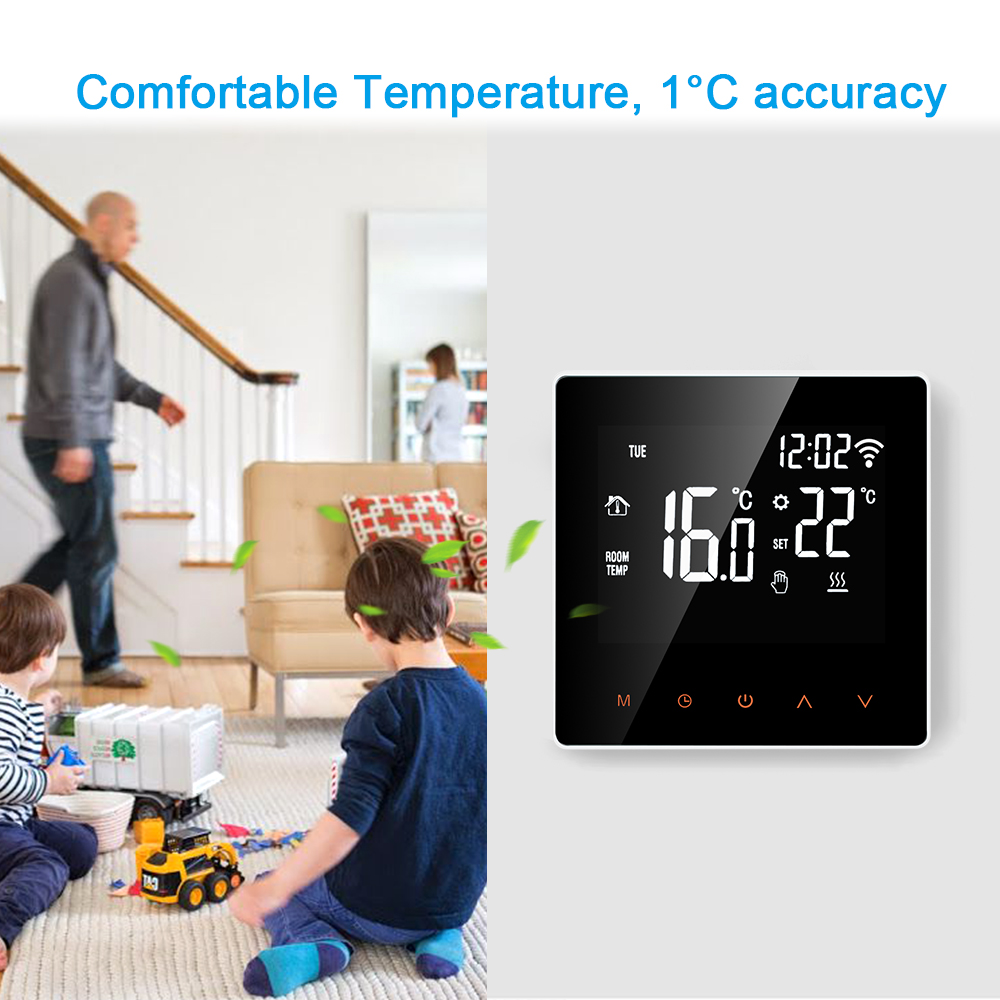 Termostato inteligente Tuya WiFi, pantalla táctil LCD, calefacción