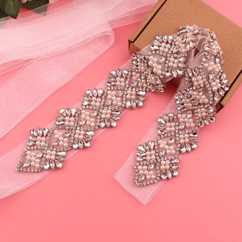 Bruids Jurk Riem Dames Riem Trouwjurk Riem Parel Kristal Riem Belangrijke Gelegenheid Bruiloft Accessoires: pearl white