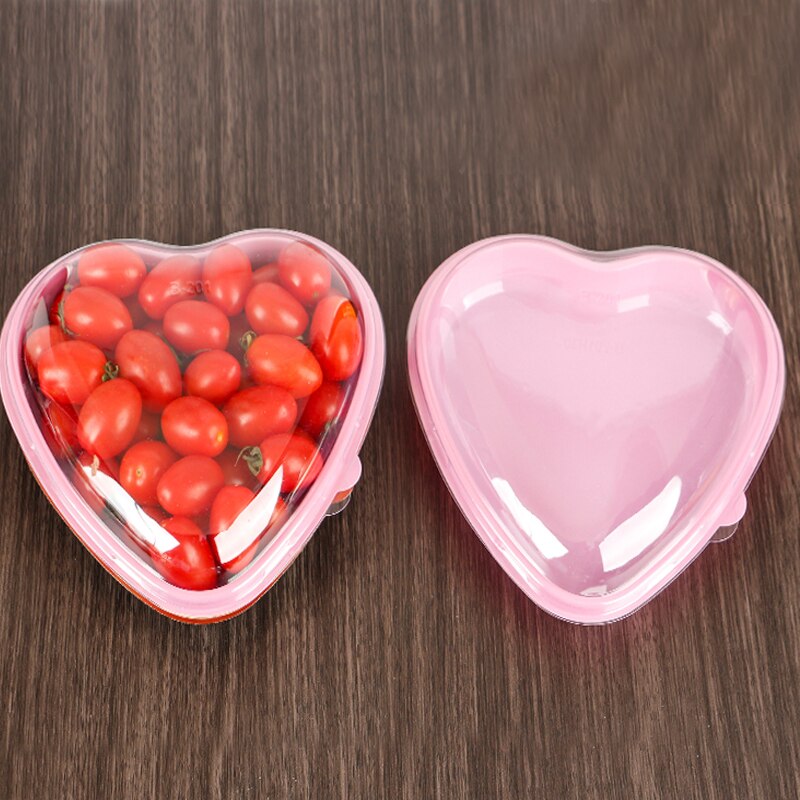 Vriendin Dozen Plastic Hart Vorm Verpakking Doos Voor Fruit Aardbei Cherry Verpakking: Pink 19.5x18.5x5cm