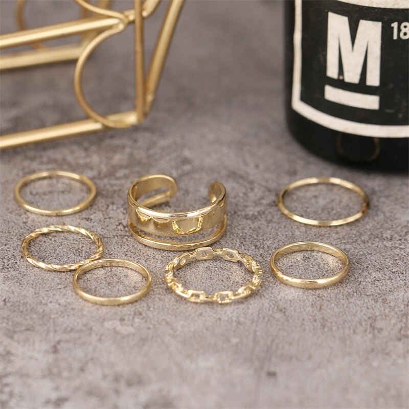 IFMIA Schmuck Ringe einstellen Metall Legierung Hohl Runde Öffnung Frauen Finger Ring Für Mädchen Dame Party Hochzeit