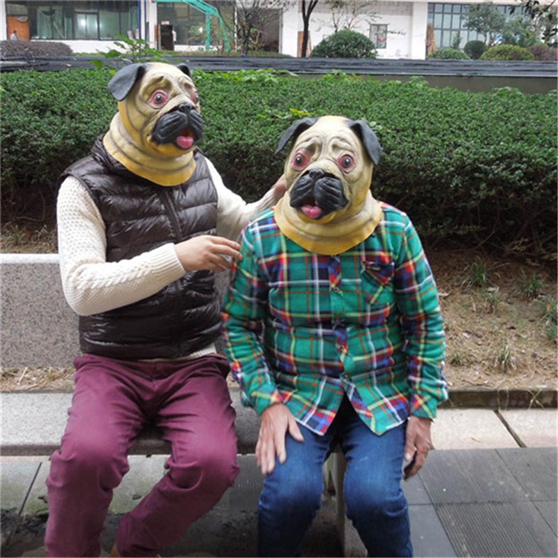 Masques d&#39;halloween fête Cosplay Shar Pei chien | Masque en Latex, accessoire Costume pour adulte, masque carlin, masque chien mignon décoratif d&#39;halloween cpw31