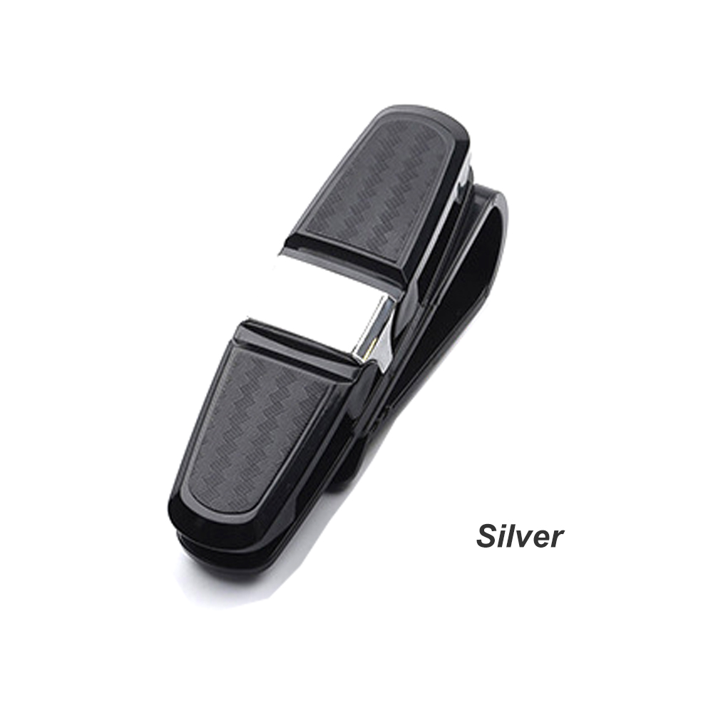 Auto Sonnenblende Brille Halfter 180 Grad Drehung Karte Fahrkarte Halfter Verschluss Universal- Auto Kohlenstoff suchen Sonnenbrille Clip: Silber