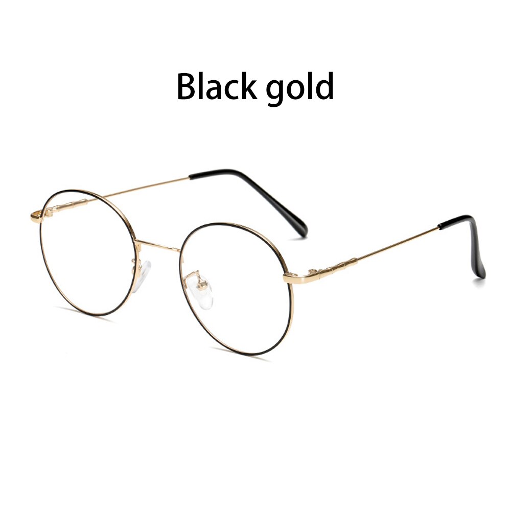 1 ud. De gafas redondas de Metal Vintage de gran tamaño, montura de gafas ópticas, montura de gafas de visión, gafas de cuidado, antirreflejo: Black gold