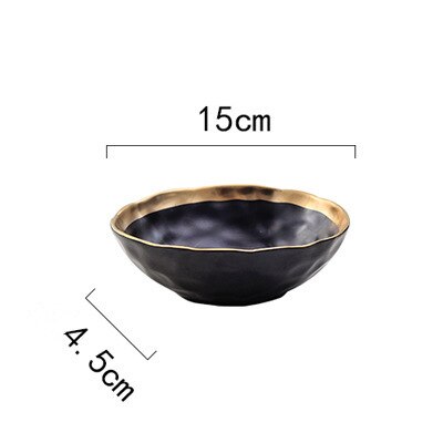 Ceramic Western Steak Plate Retro European Phnom Penh Breakfast Plates Household Restaurant Vegetables Salad Platter: Black Bowl 5.5inch