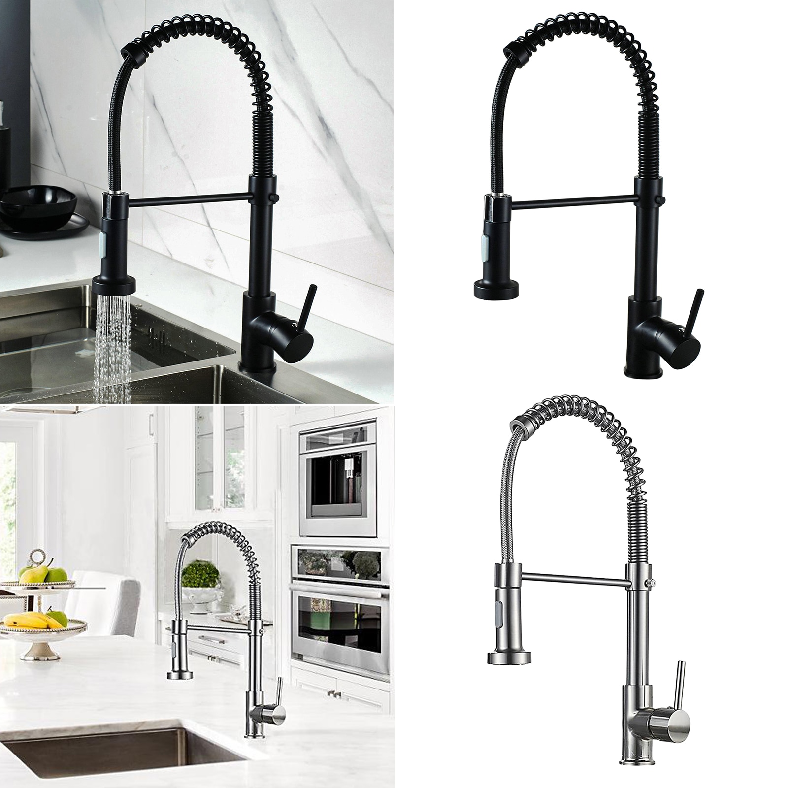 Swivel Sink Mixer Sprayer Modern Kitchen Tap Single Lever Dual Ways Spout Pull Down Faucet