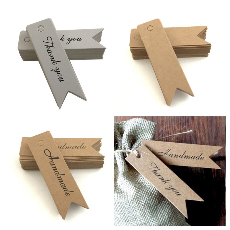 100 stk tags tøj tags små label logo tag kraft papir etiketter diy beklædning syning stof bogmærker