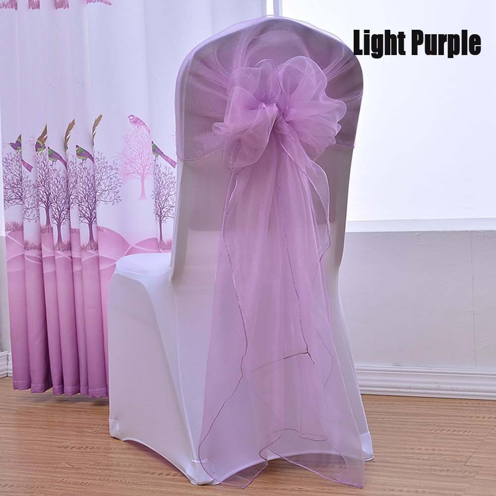 25 stuks/partij 60 x 275cm rood roze wit 16 kleuren organza stof strik stoel sjerp voor bruiloft feest evenement banket decoratie