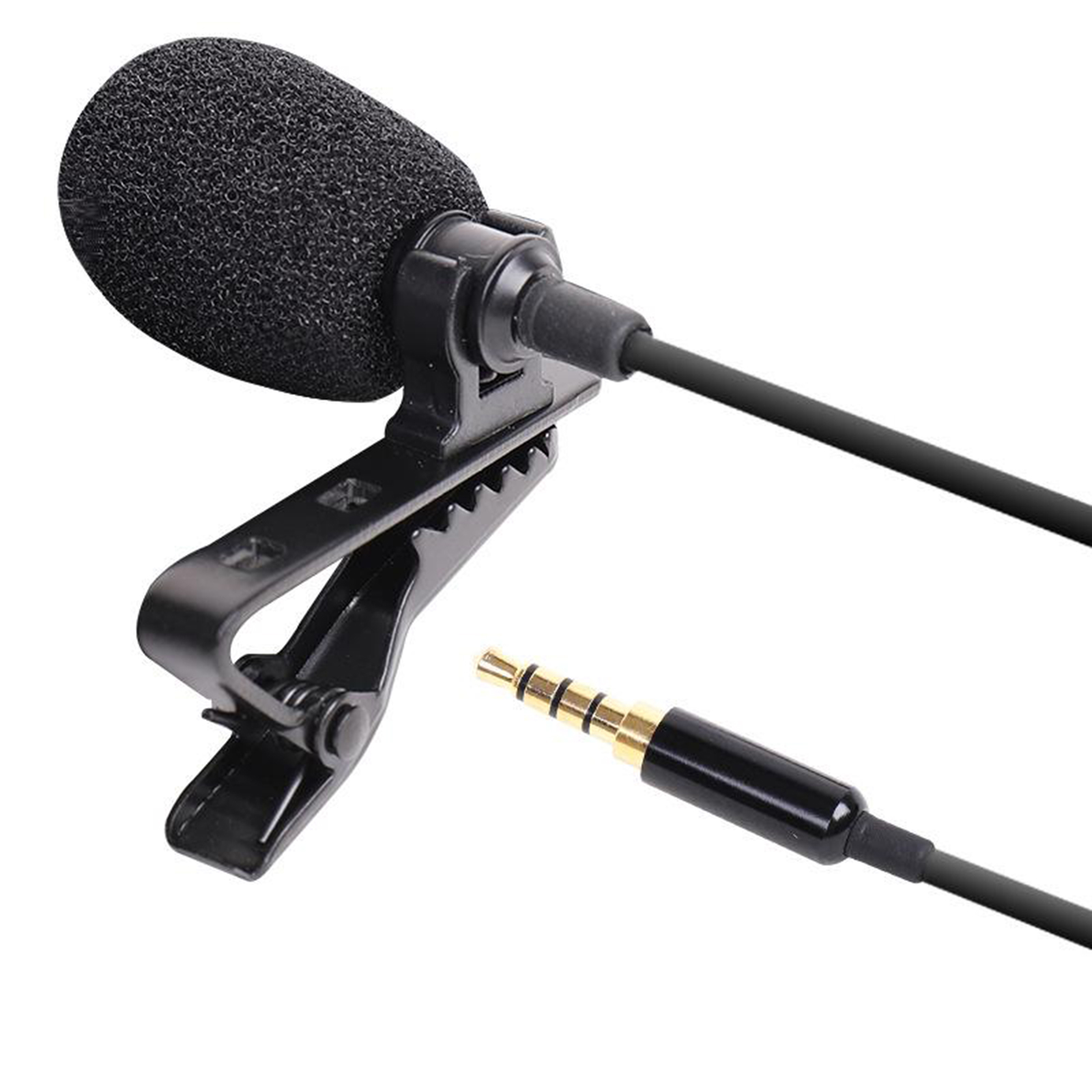Clip-on Lapel Mic Stereo Audio 3.5mm Jack Lavalier Microphone w/ Storage Bag