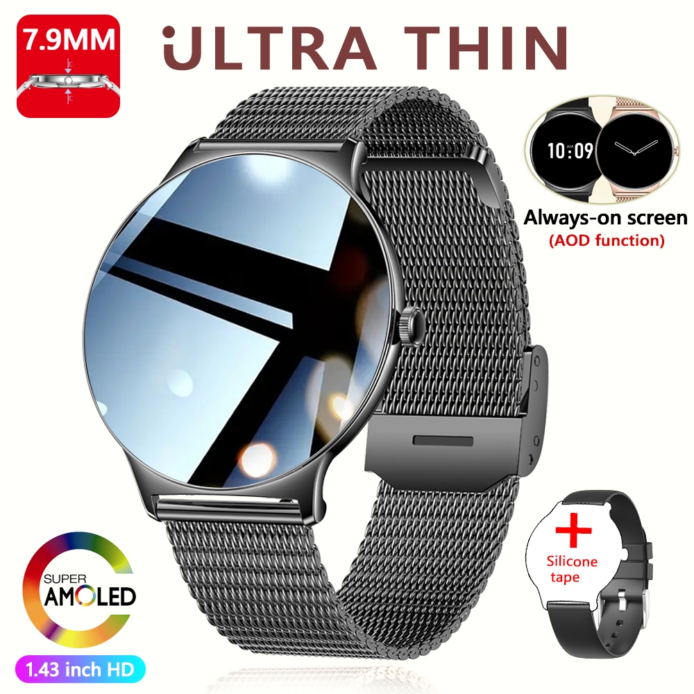ChiBear Ultra Sottile Moda Smart Watch Schermo da donna Visualizza sempre l'ora Bracciale sportivo Chiamata Bluetooth AMOLED Smartwatch Donna: Rosso