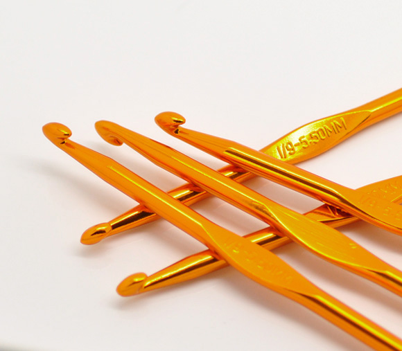 Aluminum Crochet Hooks At Random Color 15cm long DIY Knitting Needles Handle Home Knitting Weave Yarn Crafts Tools, 5 PCs: Orange