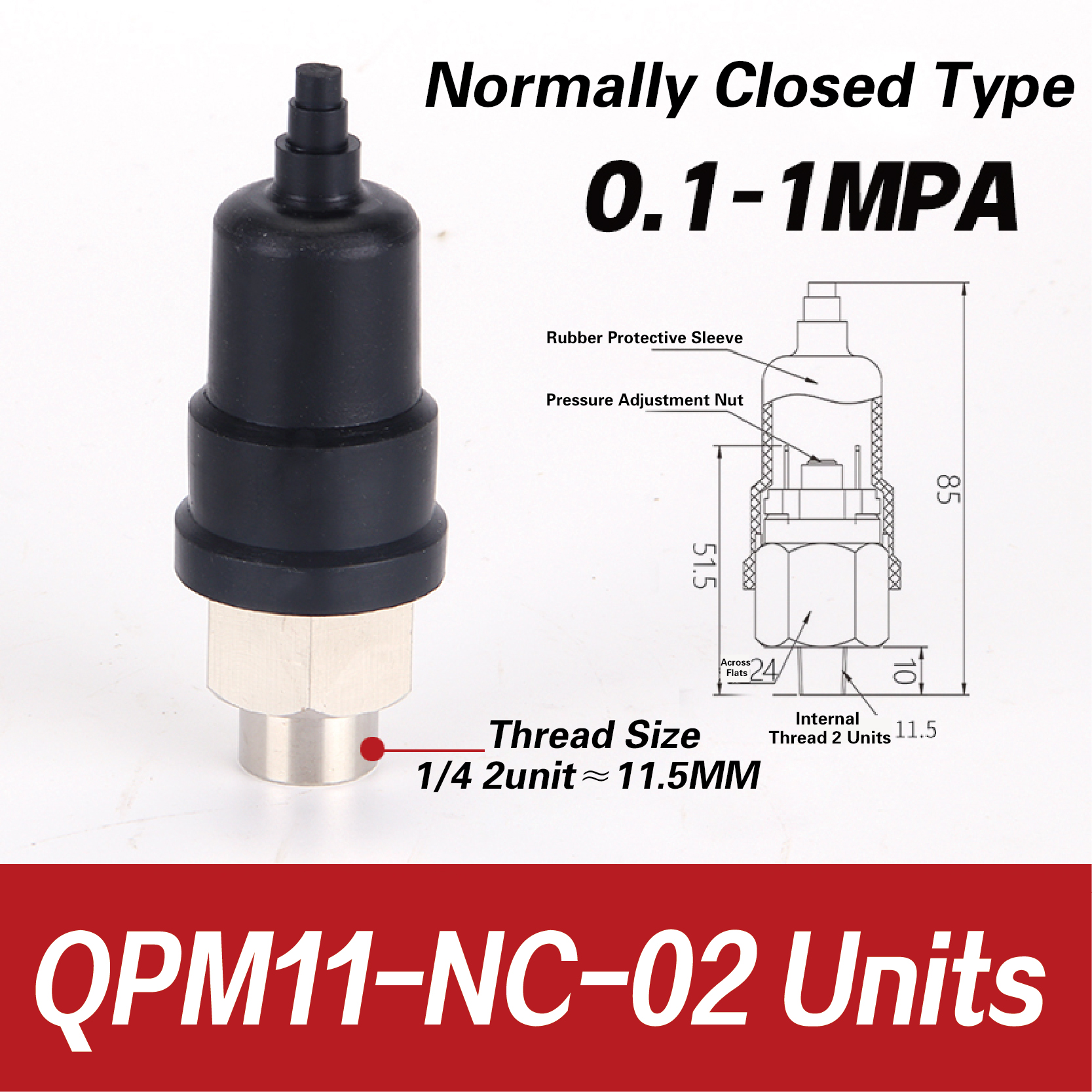 QPM11-NO QPM11-NC Adjustable Air Pressure Switch 1/4 1/8 Inch Pneumatic Diaphragm Hydraulic Pressure Control for Compressor: GRAY
