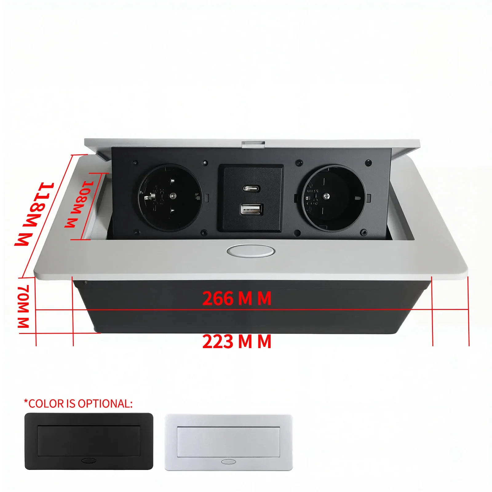 Tomada de Mesa Retrátil - USB-A/USB-C - Carregamento Rápido Tipo C - Estação de Carregamento Multifuncional: Preto / Tipo 18