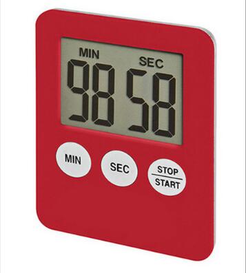 Magnetic LCD Digital Kitchen Countdown Timer Alarm with Stand White Kitchen Timer Practical Cooking Timer Alarm Clock: Red