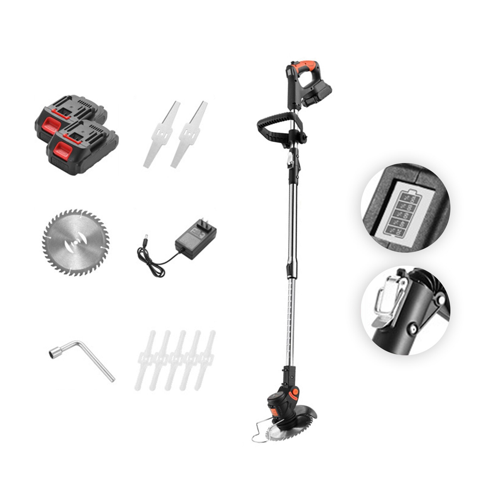 450W Foldable Electric Grass Trimmer Cordless Handheld Lawn Mower Hedge Trimmer Garden Agricultural Power Pruning Weeding Tool: without scroll wheel / EU