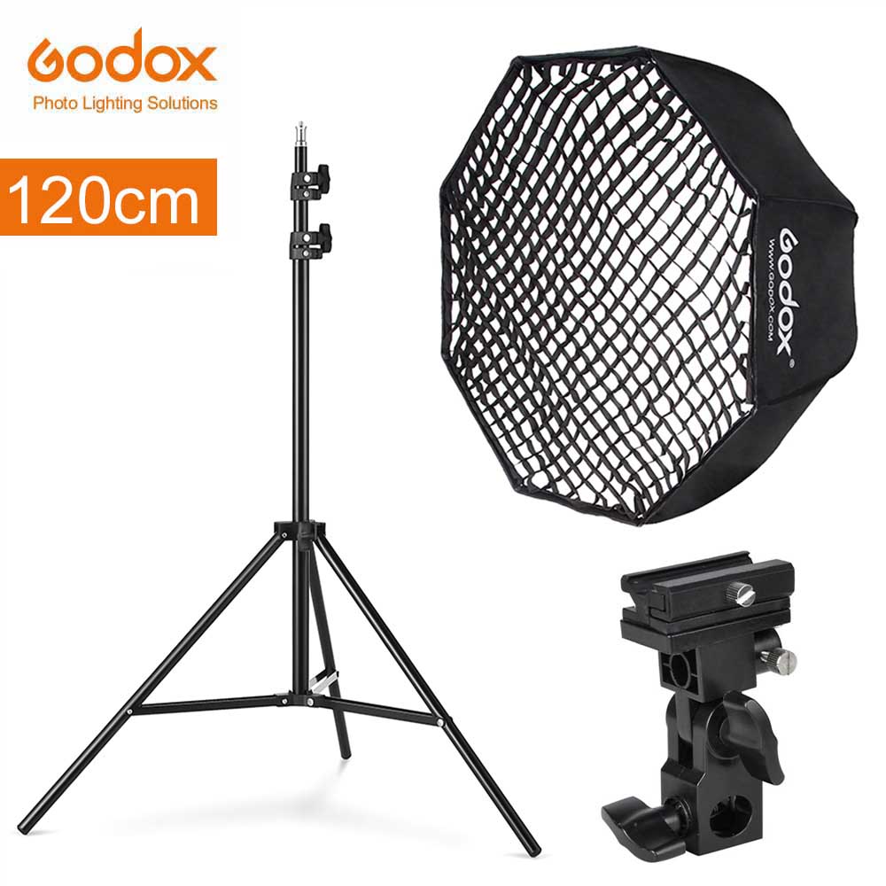 Godox 120cm Umbrella Octagonal Honeycomb Grid Softbox with 280cm Aluminum Light Stand,Holder Bracket Kit for Flash Speedlight