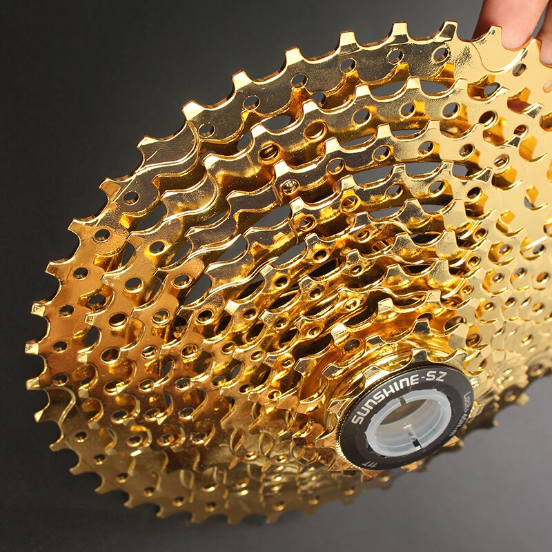 SUNSHINE-SZ 11-42T 10Speed Cassette 10 s Gold Freewheel MTB Mountain Bike Bicycle Steel Golden Sprockets for parts System