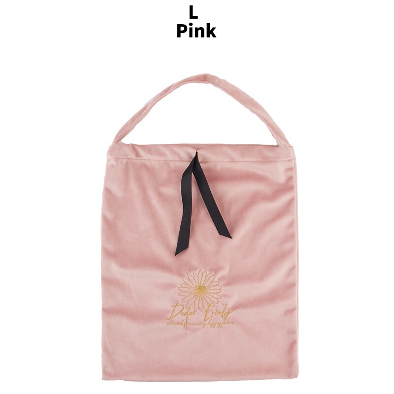 Sac cosmétique broderie voyage étui de maquillage femmes sac à cordon organisateur de bain pochette de rangement trousse de toilette trousse de maquillage: L Pink