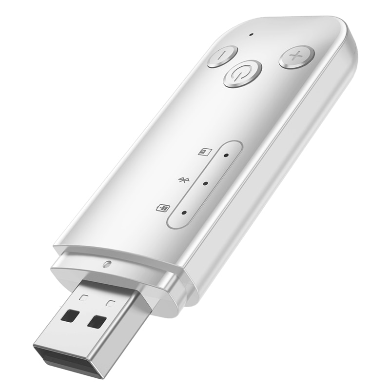 USB Dual Output 6 In 1 Bluetooth Adapter, Wireless Bluetooth 2 In 1 o Receiver Transmitter (White)
