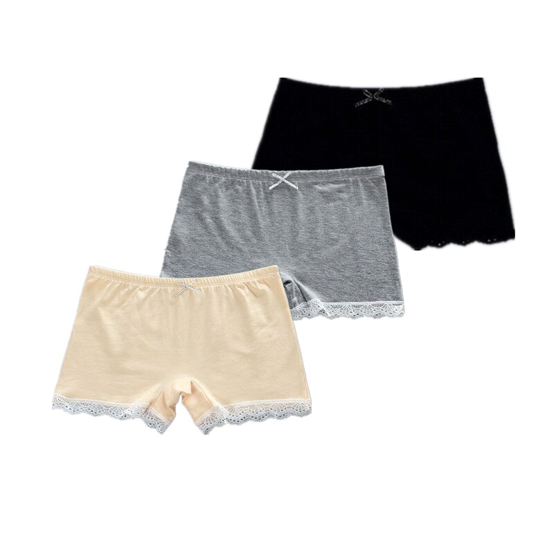 Pantalones cortos de seguridad de verano para niñas, ropa transpirable de algodón, pantalones cortos de encaje, 3 uds./lote: heihuifu