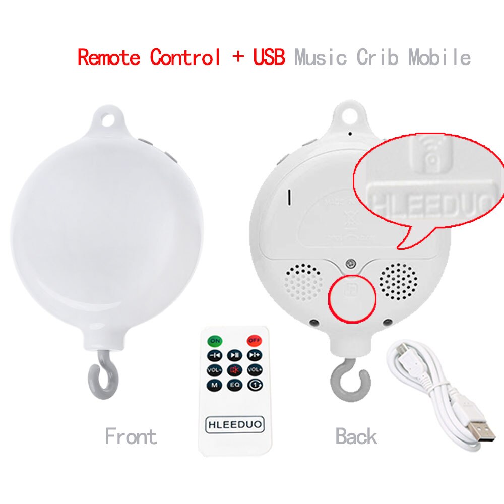 Baby Bett Glocke Spielzeug Halfter Handy, Mobiltelefon Krippe Musik Kasten Arm Halterung Weiß Rasseln Halterung Neugeborenen Glocke Krippe Spielzeug Für 0-12 monate Baby: Fernbedienung Kontrolle usb