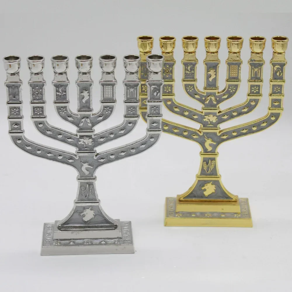 Jødisk 7- armet menorah ,7 ekstra stor lysestage judio lysestage, emblemet for jødedommen og israel lysestage