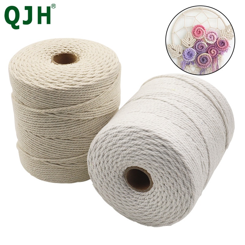 2mm/3mm Natural Handmade Cotton Cord Thread Macrame Crochet Rope DIY Hanging Tapestry Weaving Yarn Knitting Rope DIY Handmade