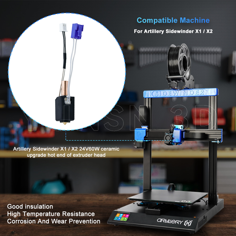 Kit Hotend amélioré pour Artillery Sidewinder X1 X2, pièces d'imprimante 3D, buse entièrement métallique, bloc chauffant, Kits de thermistance
