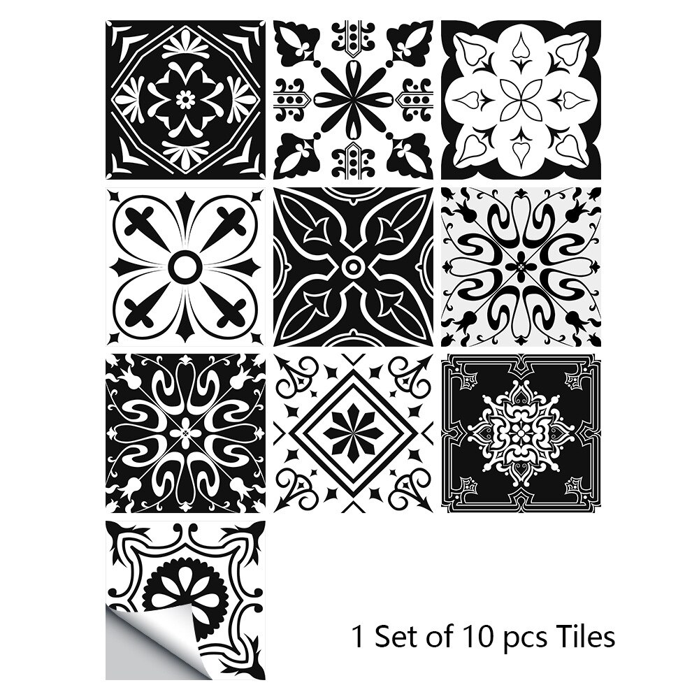 20x20cm 10pcs Tile Sticker Home DIY Decoration Art Wallpaper Kitchen Bathroom Self-adhesive Waterproof Wall Floor Sticker: MZ-006