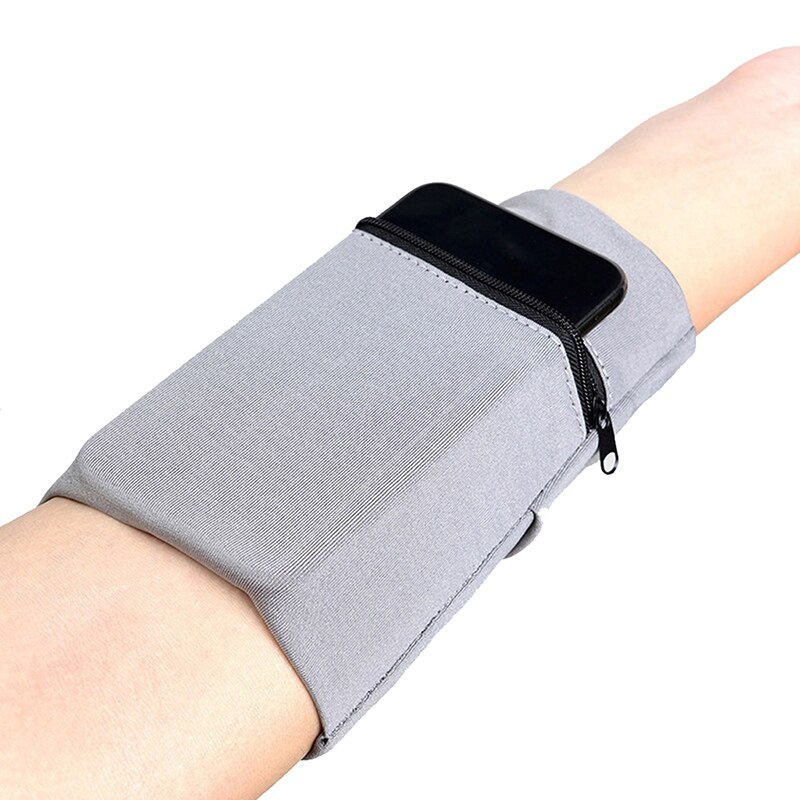 Multifunctionele enkelband met rits, sportpolsband, portemonnee, opbergzak, polsbandje, zweetband: Rood