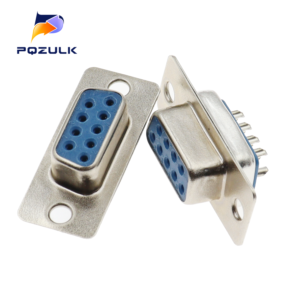 Connecteur soudé bleu DB9 trou/broche femelle/mâle, 5 pièces, prise de port série RS232, adaptateur DB D-SUB 9 broches