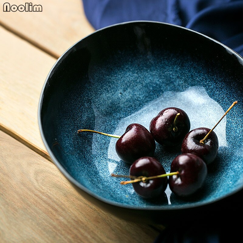 NOOLIM Europese Onregelmatige Fruit Slakom Keramische Blauw Keuken Rijstkom Grote Ramen Soepkom Kleine Thee Cup Servies