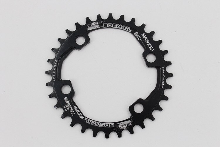SNAIL MTB Bike Chainring Round Oval For Shimano M7000/8000/9000 32/34/36/38T 96BCD Narrow Wide Tooth Plate: 32T Round Black
