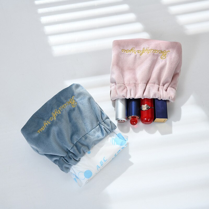 Vrouwelijke Portemonnee Fluwelen Brief Print Mini Coin Mini Lipstick Zak Vrouwelijke Effen Kleur Opbergtas