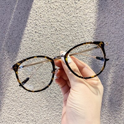 Neue retro Runde Brille Rahmen Metall Brillen Rahmen Für Männer Frauen Flache Spiegel Rahmen unisex Vision Pflege Brillen Rahmen: Leopard