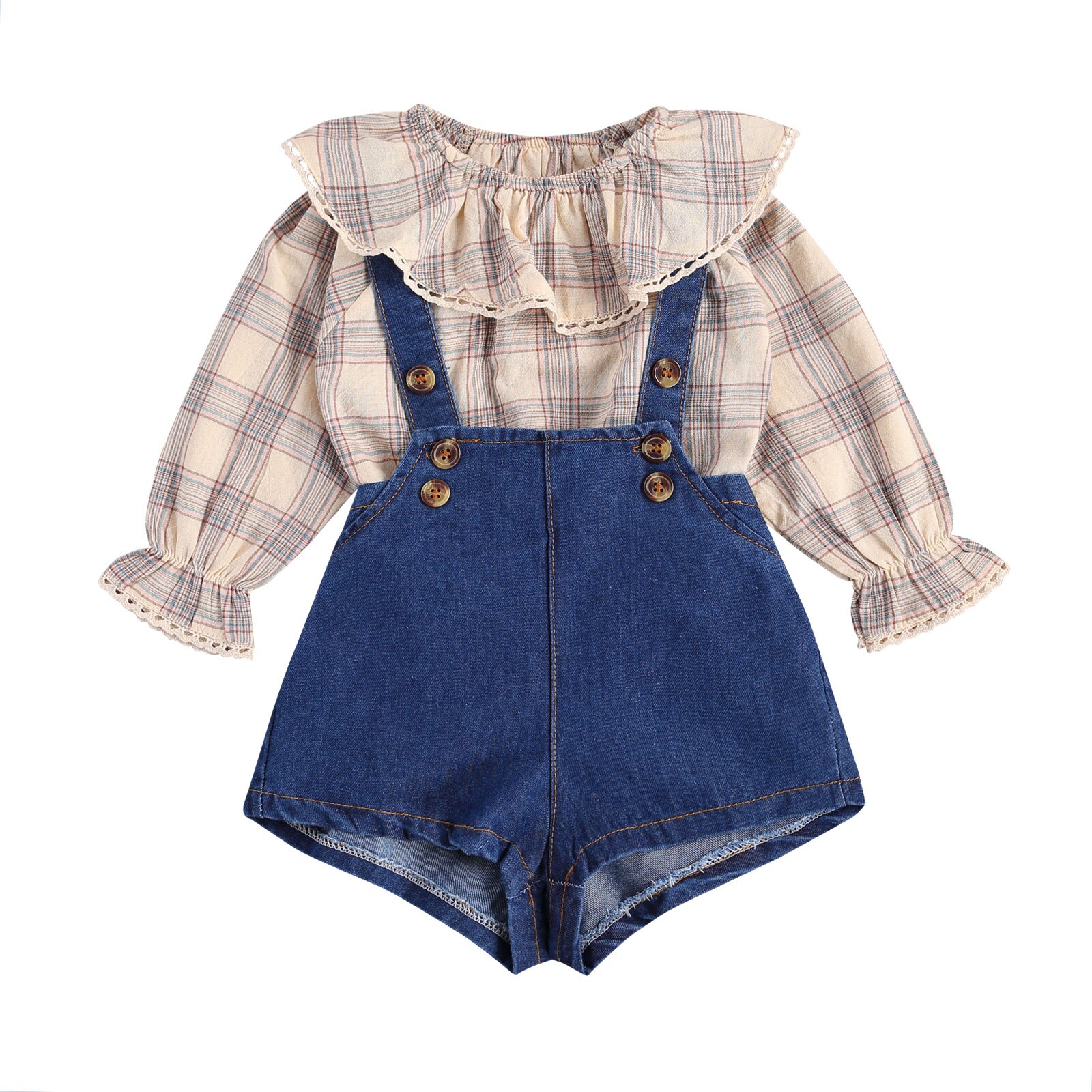 Geagodelia Ensemble Vêtement Bébé Fille 2 Pièces - Chemise Dentelle Manches Longues Volants + Legging