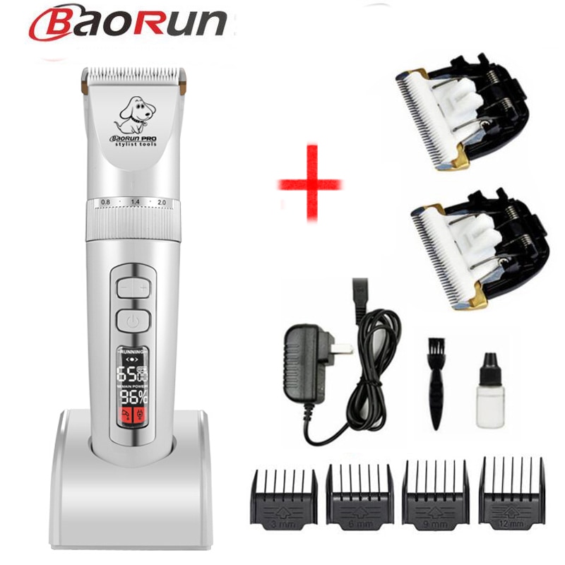 BaoRun-cortadora de pelo para perros, máquina de peluquería para mascotas con pantalla LCD, recargable