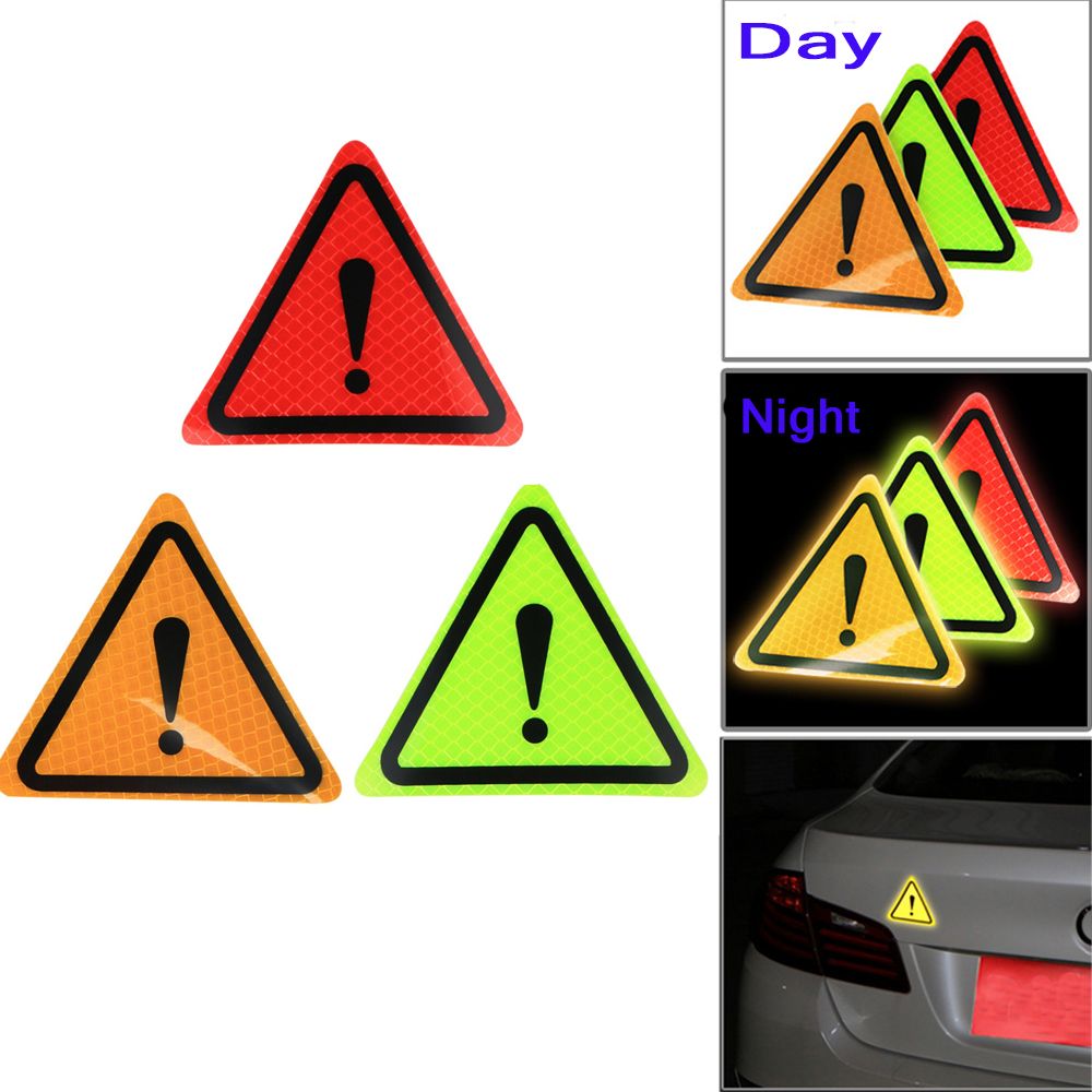 Universal Reflective Stickers Car Bodywork Decorative Plaster Motorcycle Triangle Exclamation Warning Label Reflective Warning