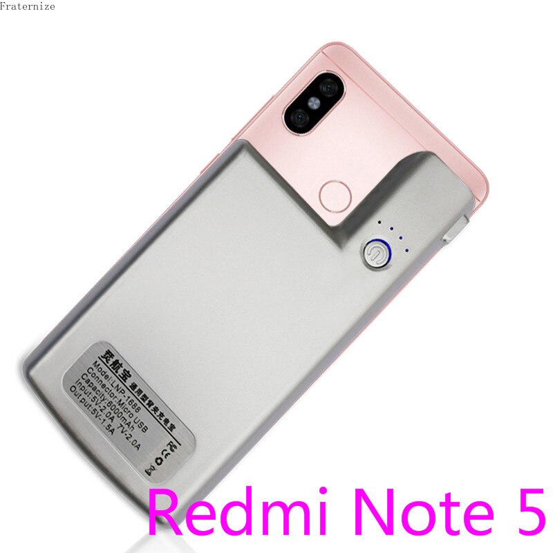 For Xiaomi Redmi Note 4 4XExternal battery charger case Portable power bank For Xiaomi Redmi Note 5 5A charging Cover Global: Redmi Note5-White